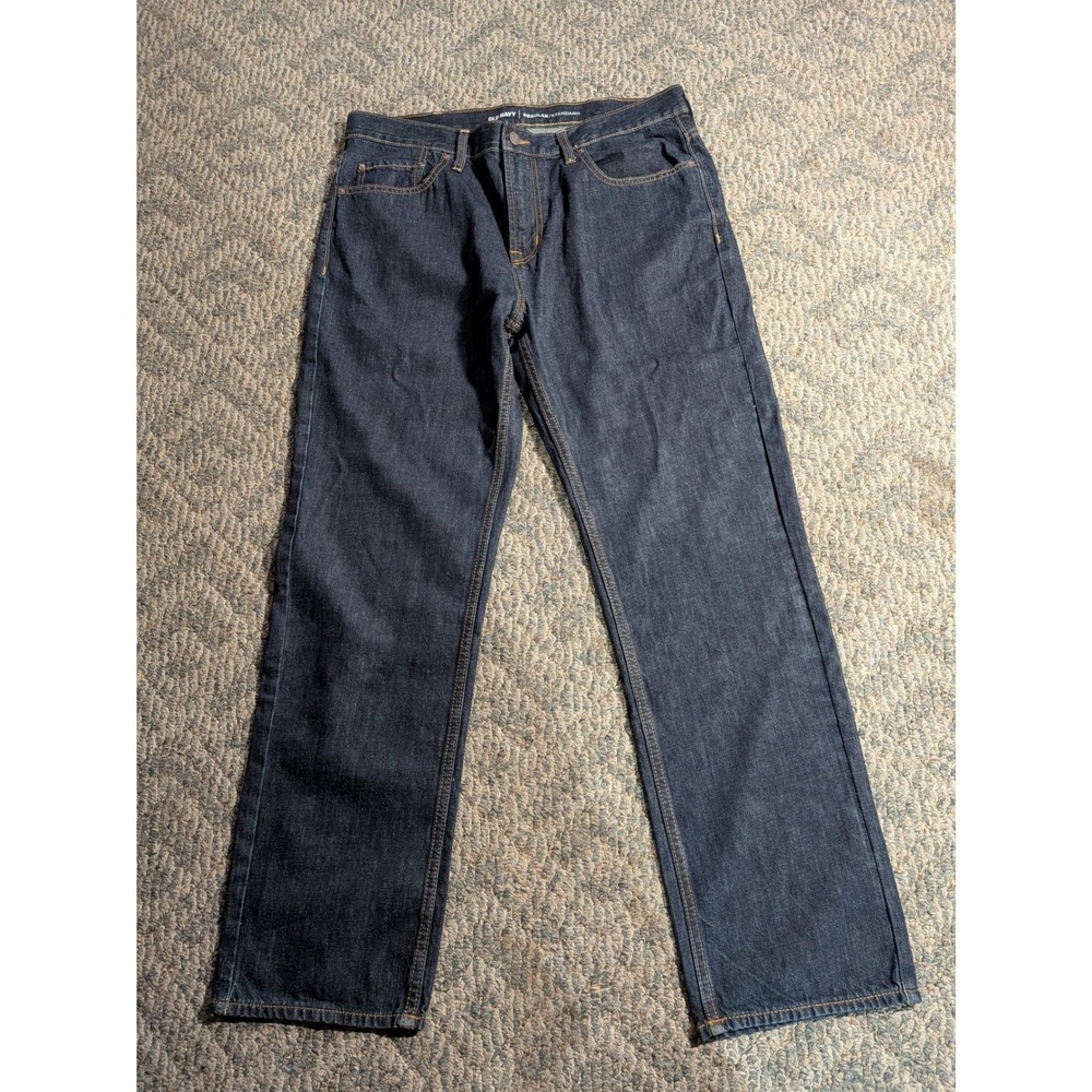 Old Navy Regular Standard Mens Dark Wash Straight Leg Denim Jeans 36x32